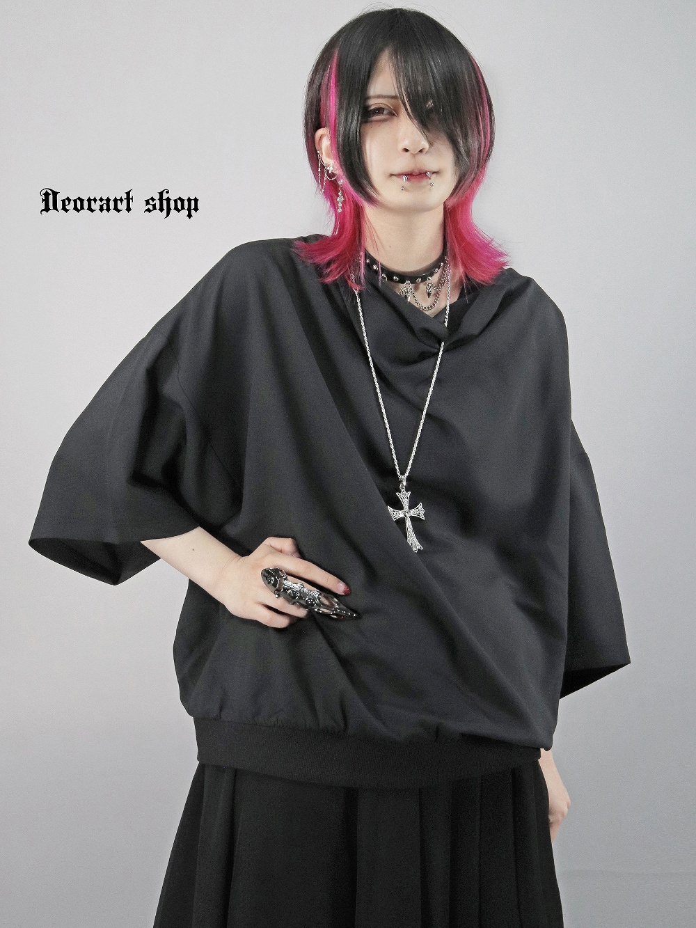 Deorart,ディオラート,モード,ゴシック,Tシャツ,ドレープ,普段使い,スペード,薔薇,裾絞り,地雷系,V系,ヴィジュアル系,大人,ファッション,衣装,メンズ,レディス,通販