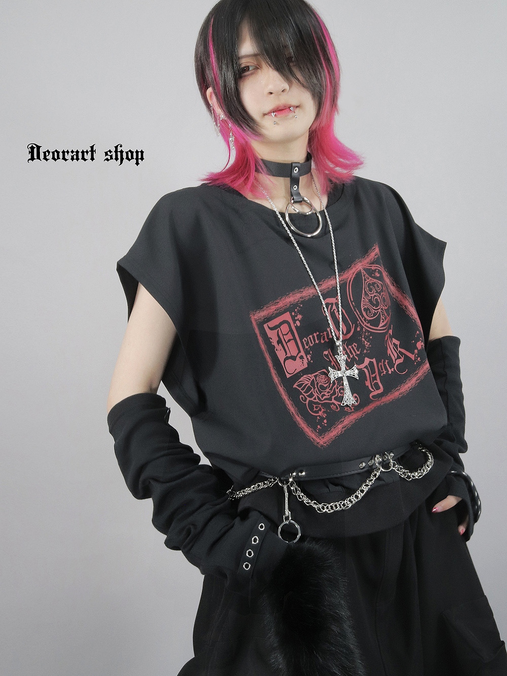 Deorart,ディオラート,モード,ゴシック,Tシャツ,ドレープ,普段使い,スペード,薔薇,裾絞り,地雷系,V系,ヴィジュアル系,大人,ファッション,衣装,メンズ,レディス,通販
