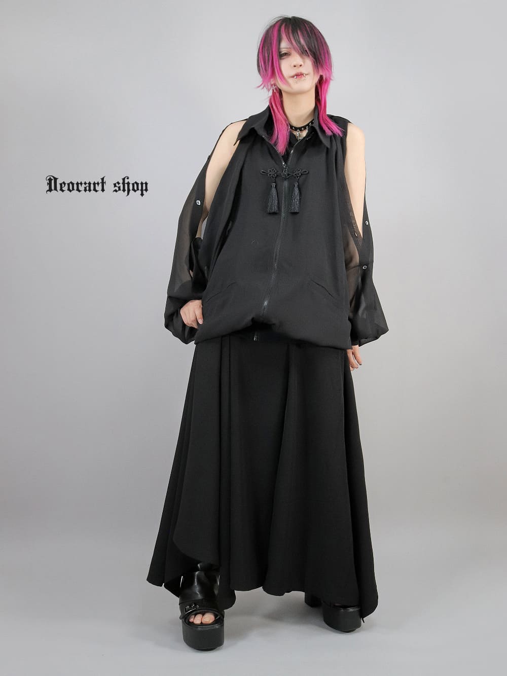Deorart,ディオラート,通販,ブランド,地雷系,中華風,ネオチャイナ,和風,サイバー,原宿系,ジャージ,シアー,メンズ,レディス,大人,スリット,肩出し,セクシー,透け,V系,goth china,ゴシック,モード,ファッション,服,,Vkei,anime,goth,emo,fashion,japan,kimono,Jrock