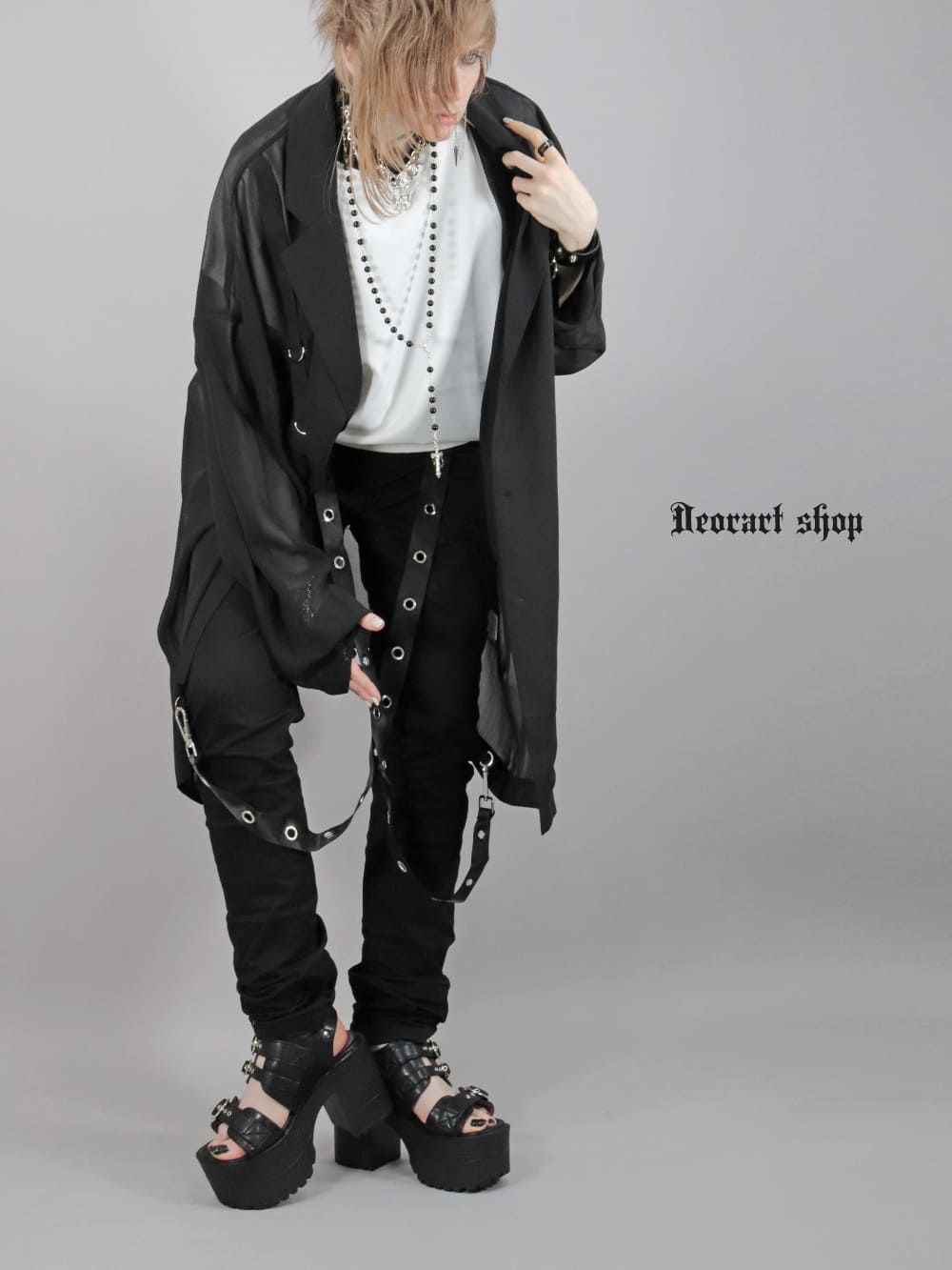 Deorart,ディオラート,モード,ゴシック,ファッション,シアー,透け感,ジャケット,テーラード,ライトアウター,黒,ブラック,V系,ヴィジュアル系,ホスト,バンド,大人,ライブ,衣装,メンズ,レディス,通販,Vkei,anime,goth,emo,fashion,japan,kimono,Jrock