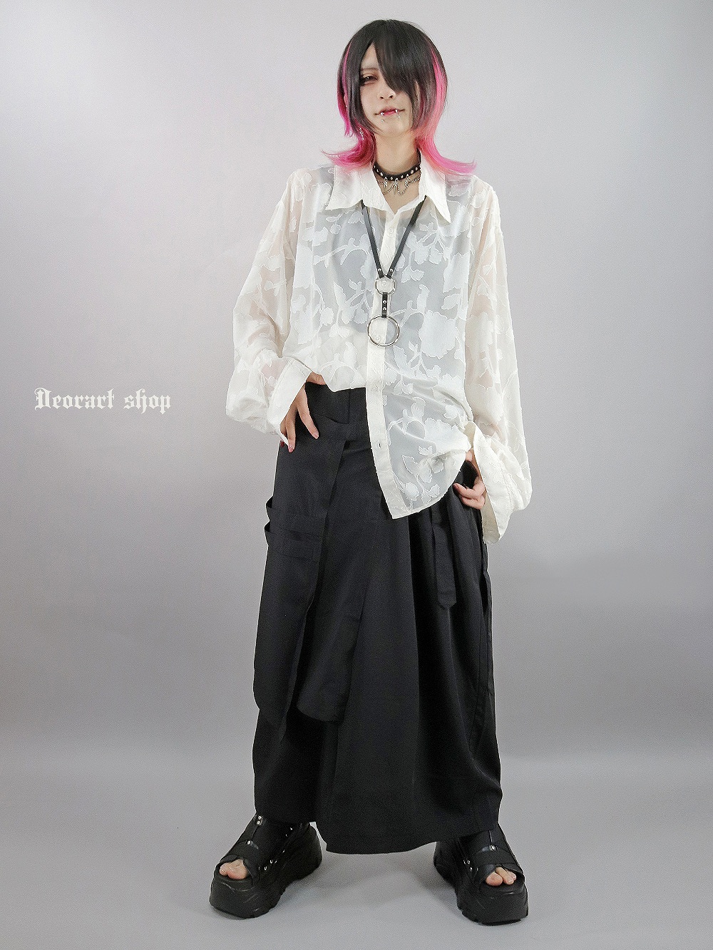 Deorart,ディオラート,透け,シアーシャツ,レース,ブラウス,かっこいい,奇麗,大人シャツ,大人ブラウス,ゴシックファッション,パンクファッション,地雷系男子,地雷系女子,通販,V系,ヴィジュアル系,ユニセックス