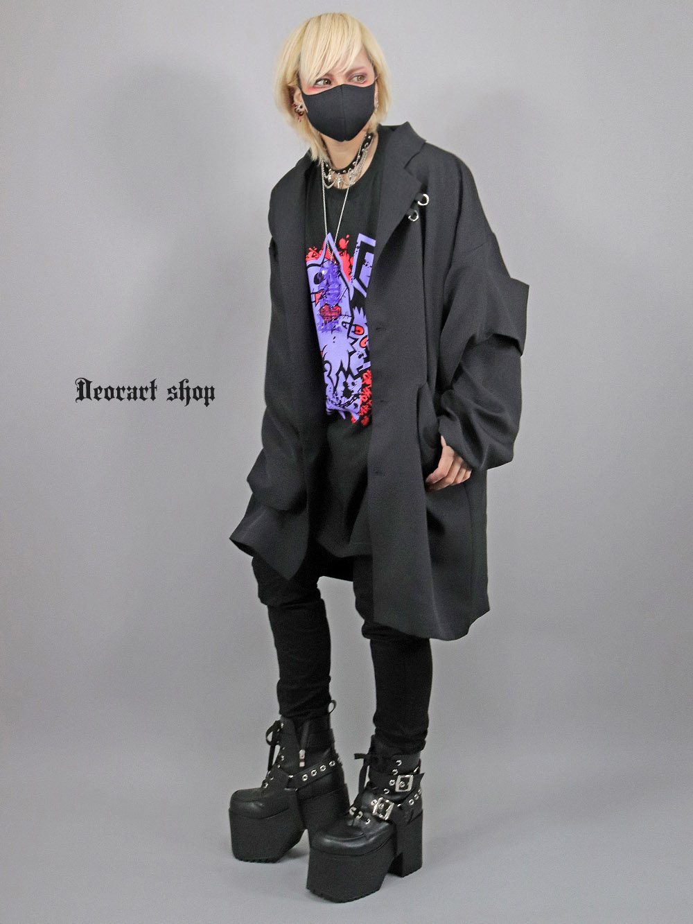 Deorart,ディオラート,ビッグT,オーバーサイズ,プリント,Tシャツ,NECOLA,ネコラ,地雷系, ペア,お揃い,天使,悪魔,メタル系,ライブ,V系,emo,Vrock
