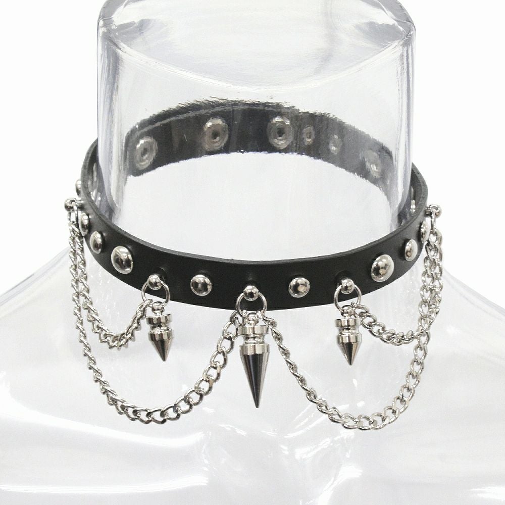 BY2094 Spike 2chain choker スパイク/ニードル 2連チェーン