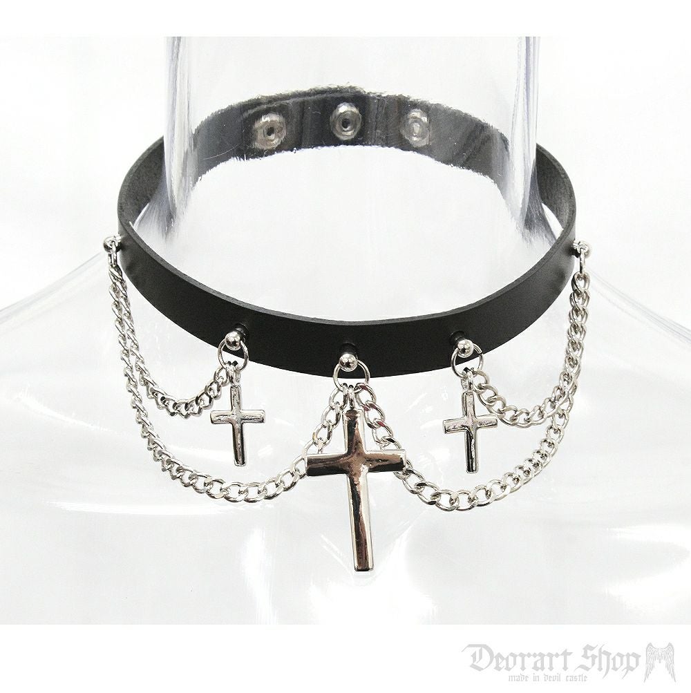BY2097 cross 2chain choker クロス 2連チェーン チョーカー/首輪