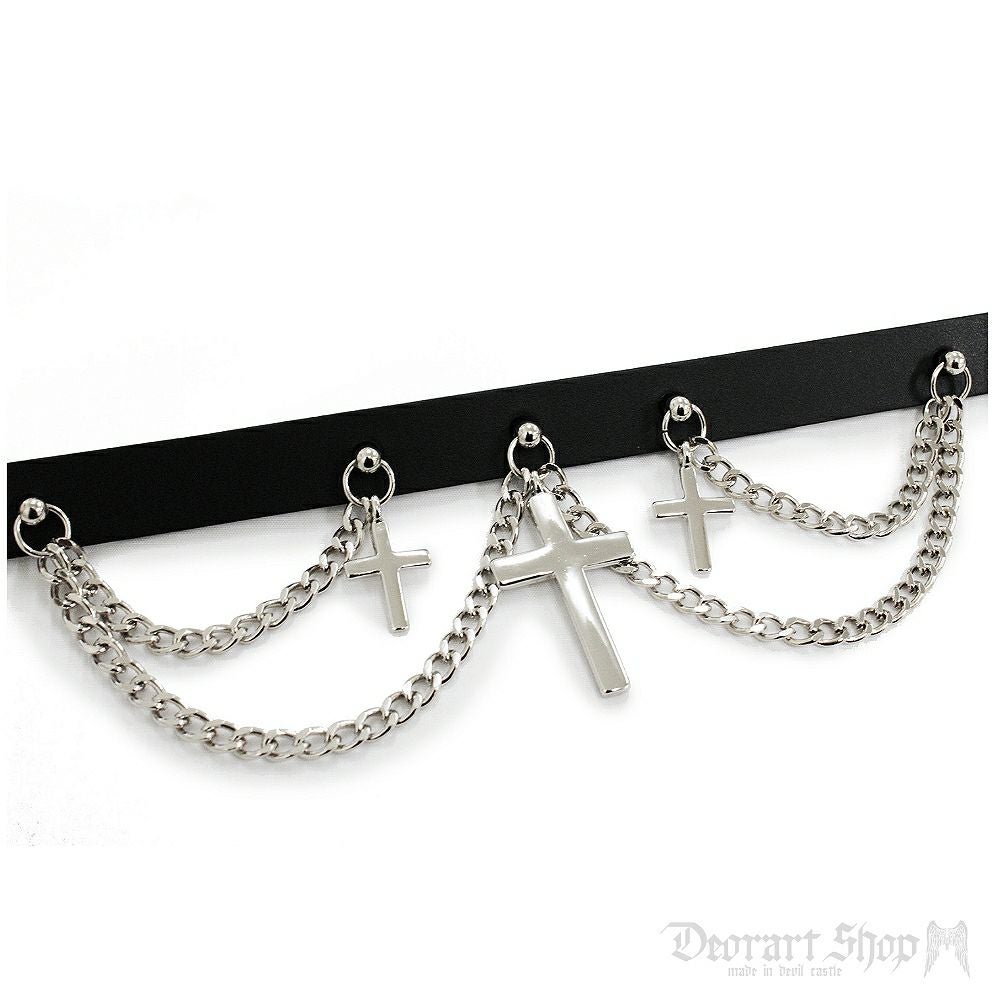 BY2097 cross 2chain choker クロス 2連チェーン チョーカー/首輪
