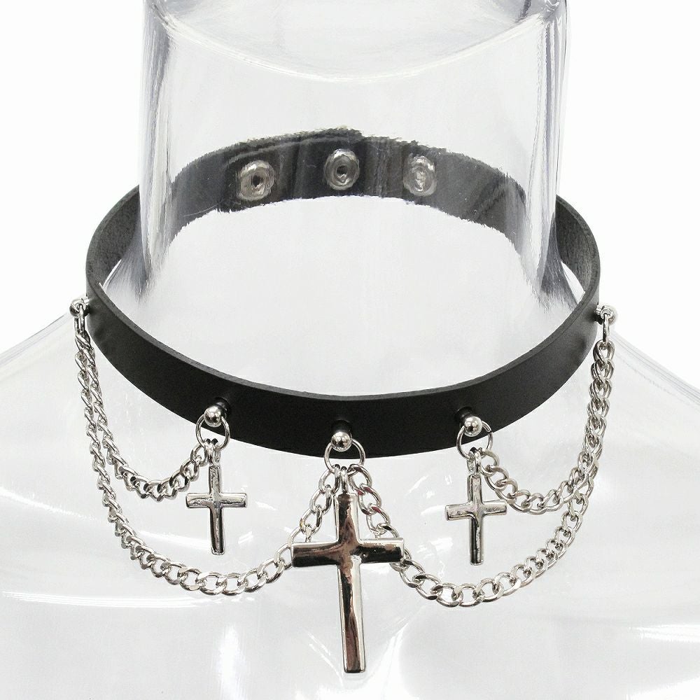 BY2097 cross 2chain choker クロス 2連チェーン チョーカー/首輪