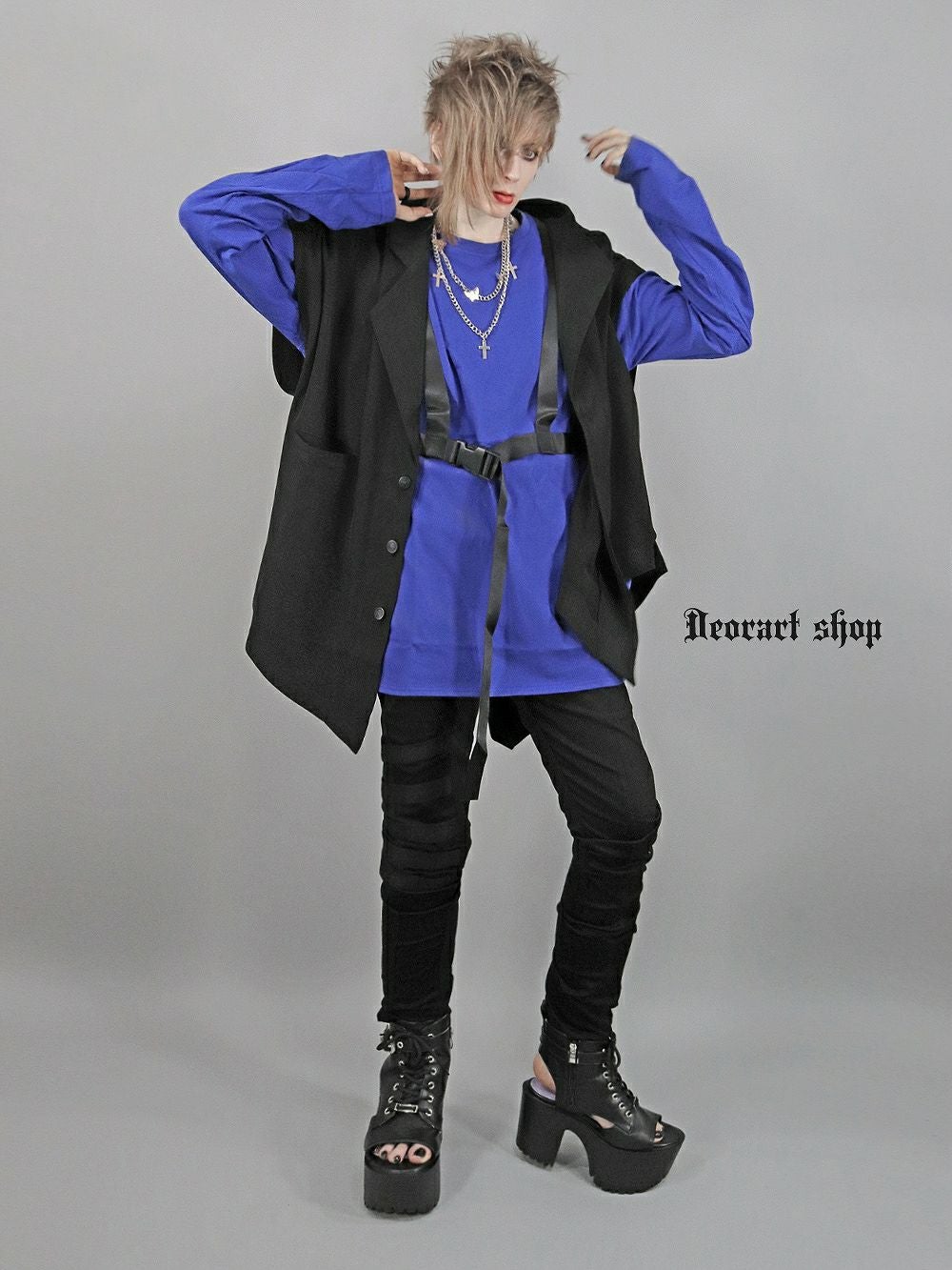 Deorart,ディオラート,コルセット,ベルト付き,拘束ベルト,ハーネス,ゴスパン,大きめ,ゴシック,変形Tシャツ,変型Tシャツ,V系,ヴィジュアル系,30代,40代,50代,カッコイイ,衣装,ダンス,メンズ,レディス