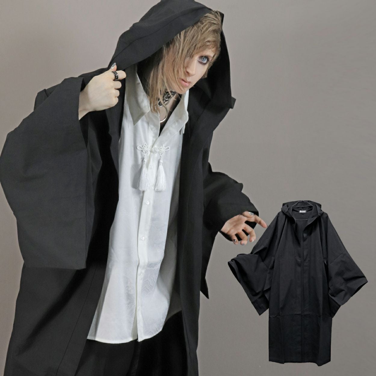 DRT2675 [ 着物袖 ] ロング丈・フード ジャケット 振袖 トッパー