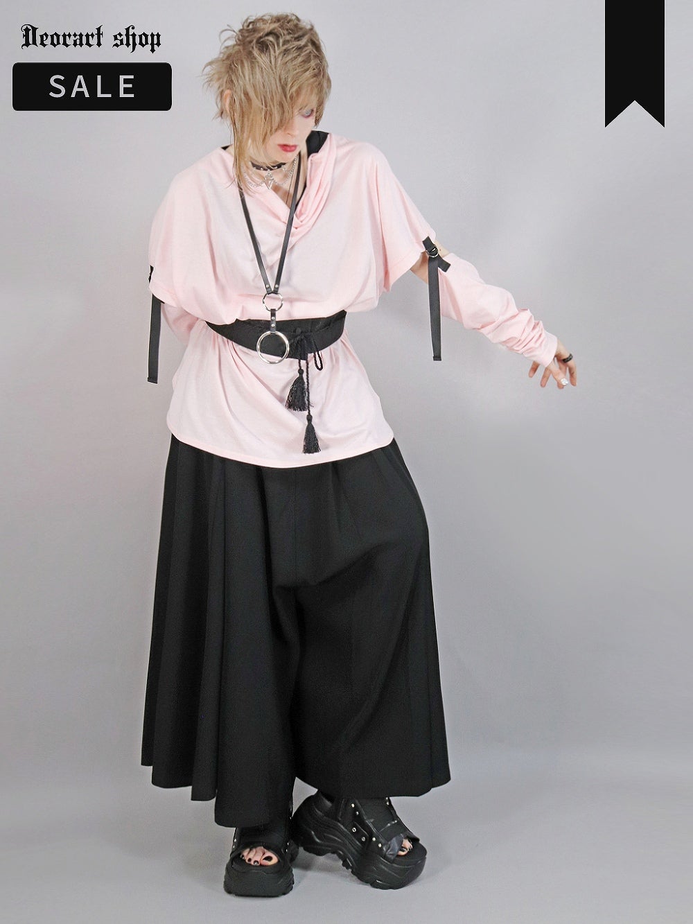 DRT2705 ドレープネック 袖セパレート Tシャツ | Deorart shop