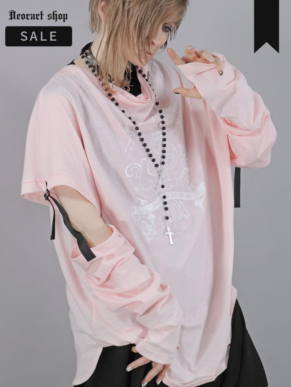 Deorart,ディオラート,ドレープネック,アームカバー,地雷系,袖セパレート,ボンテージ,変形Tシャツ,変型Tシャツ,V系,ヴィジュアル系,30代,40代,50代,ゴスパン