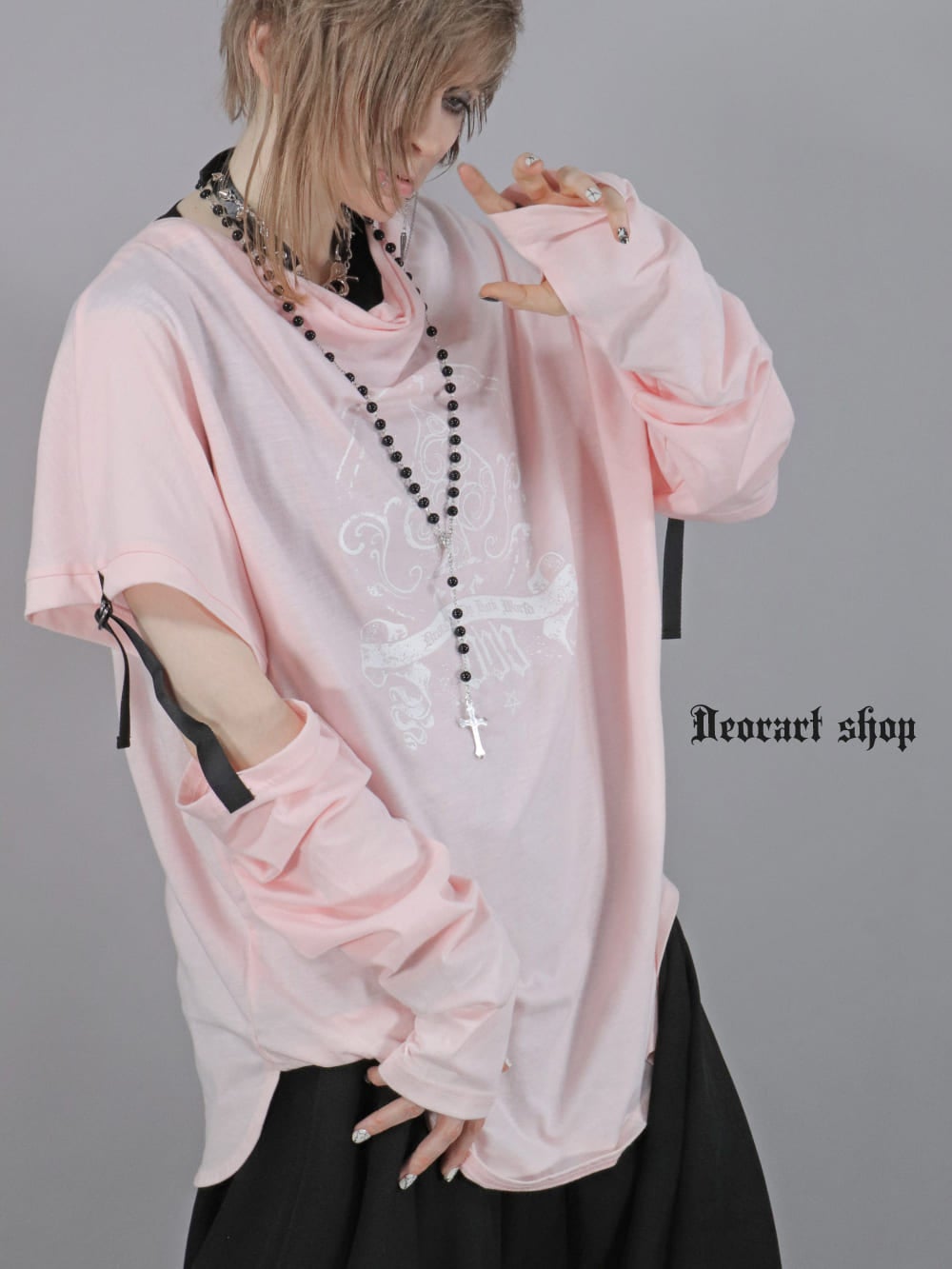 DRT2706 ドレープネック 袖セパレート Tシャツ [spade] | Deorart shop