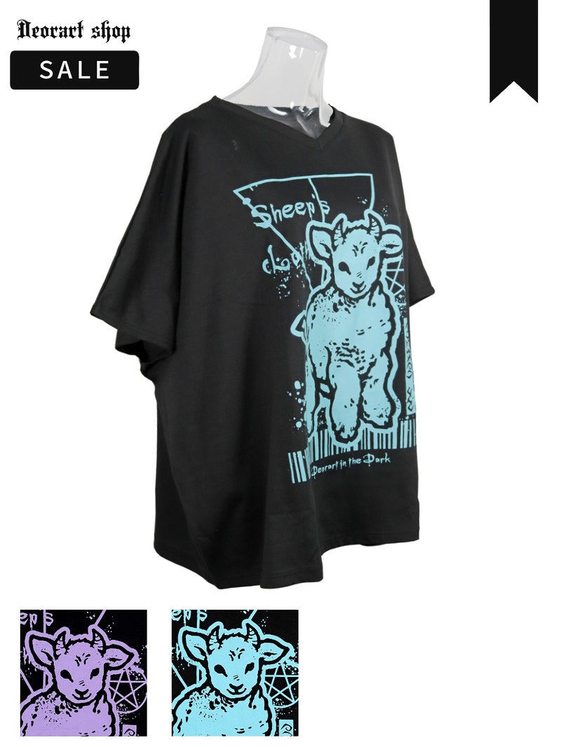 Deorart,ディオラート,モード,ゴスパン,ゴシック,オーバーサイズシャツ,可愛い,地雷系,羊,ひつじ柄,V系,動物,プリントT,20代,30代,40代,ホスト,衣装,メンズ,レディス