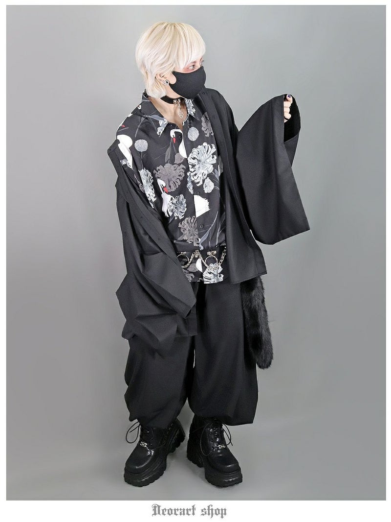 Deorart,ディオラート,モード,ゴシック,セットアップ,モノトーン,着物袖シャツ,振袖シャツ,和装セットアップ,ワントーンコーデ,シャツ,ブラウス,おそろい,和楽器,浴衣,セパレート,ライブ,ファッション,衣装,メンズ,レディス,通販,バイカラー