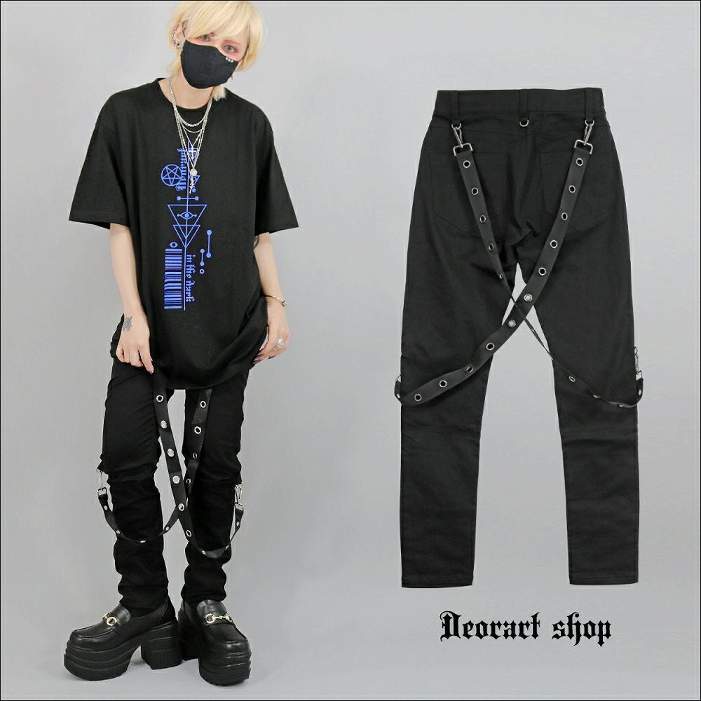 DRT2754 サイドベルトデザイン ・ 切り替えスリムパンツ | Deorart shop