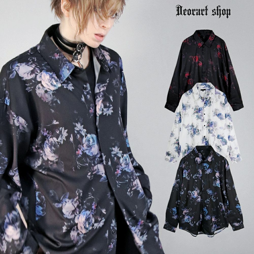 Deorart,ディオラート,総柄シャツ,V系シャツ,パーティ,ドレスアップ,ローズ柄,オーバーサイズ,薔薇,花柄,メンズ,レディス,おしゃれ,カッコイイ,地雷系,ホスト,ライブ衣装,通販