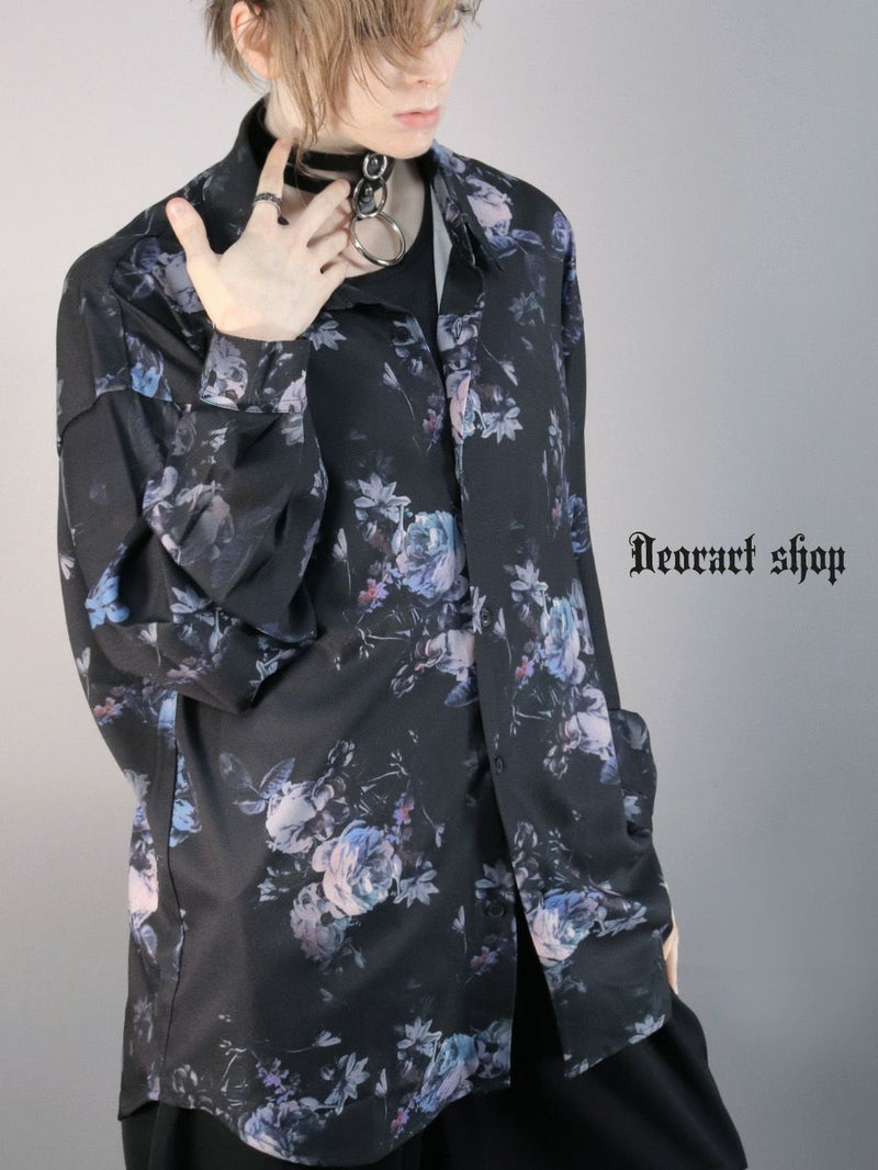 Deorart,ディオラート,総柄シャツ,V系シャツ,パーティ,ドレスアップ,ローズ柄,オーバーサイズ,薔薇,花柄,メンズ,レディス,おしゃれ,カッコイイ,地雷系,ホスト,ライブ衣装,通販