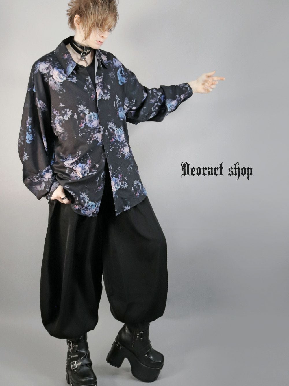 Deorart,ディオラート,総柄シャツ,V系シャツ,パーティ,ドレスアップ,ローズ柄,オーバーサイズ,薔薇,花柄,メンズ,レディス,おしゃれ,カッコイイ,地雷系,ホスト,ライブ衣装,通販