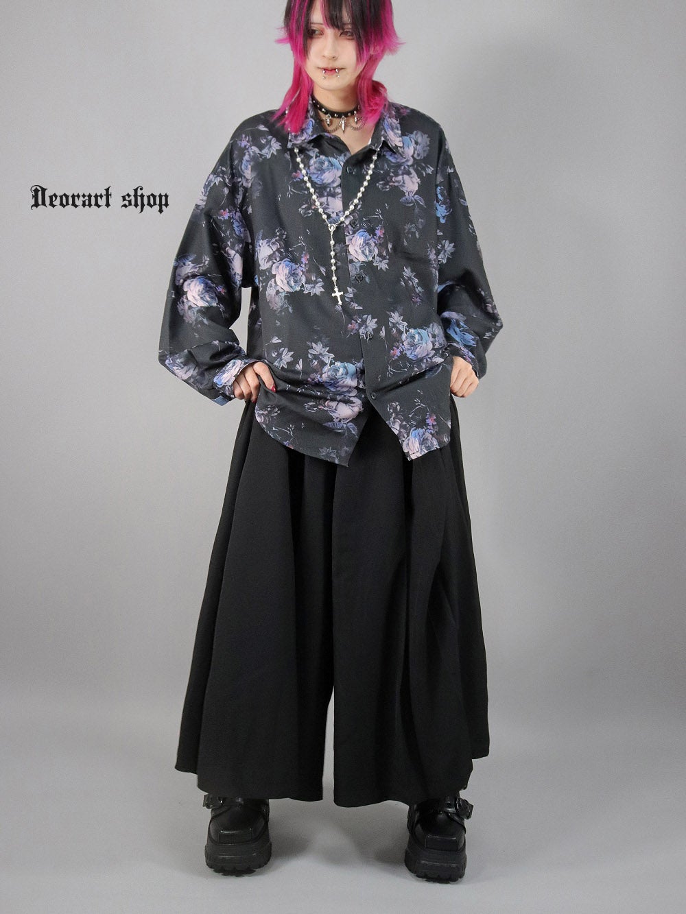 Deorart,ディオラート,総柄シャツ,V系シャツ,パーティ,ドレスアップ,ローズ柄,オーバーサイズ,薔薇,花柄,メンズ,レディス,おしゃれ,カッコイイ,地雷系,ホスト,ライブ衣装,通販