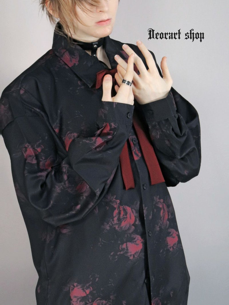 Deorart,ディオラート,総柄シャツ,V系シャツ,パーティ,ドレスアップ,ローズ柄,オーバーサイズ,薔薇,花柄,メンズ,レディス,おしゃれ,カッコイイ,地雷系,ホスト,ライブ衣装,通販