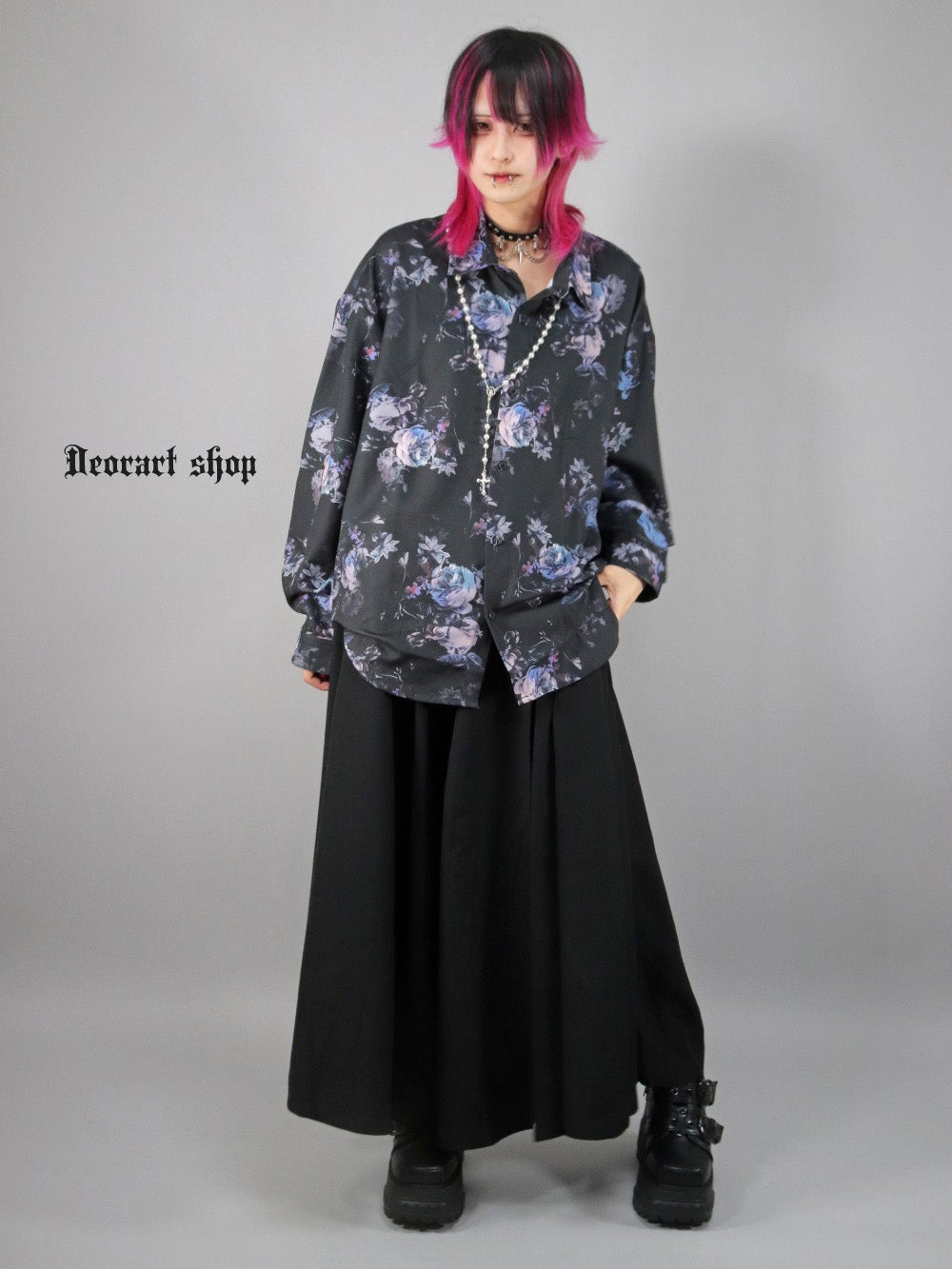 Deorart,ディオラート,総柄シャツ,V系シャツ,パーティ,ドレスアップ,ローズ柄,オーバーサイズ,薔薇,花柄,メンズ,レディス,おしゃれ,カッコイイ,地雷系,ホスト,ライブ衣装,通販