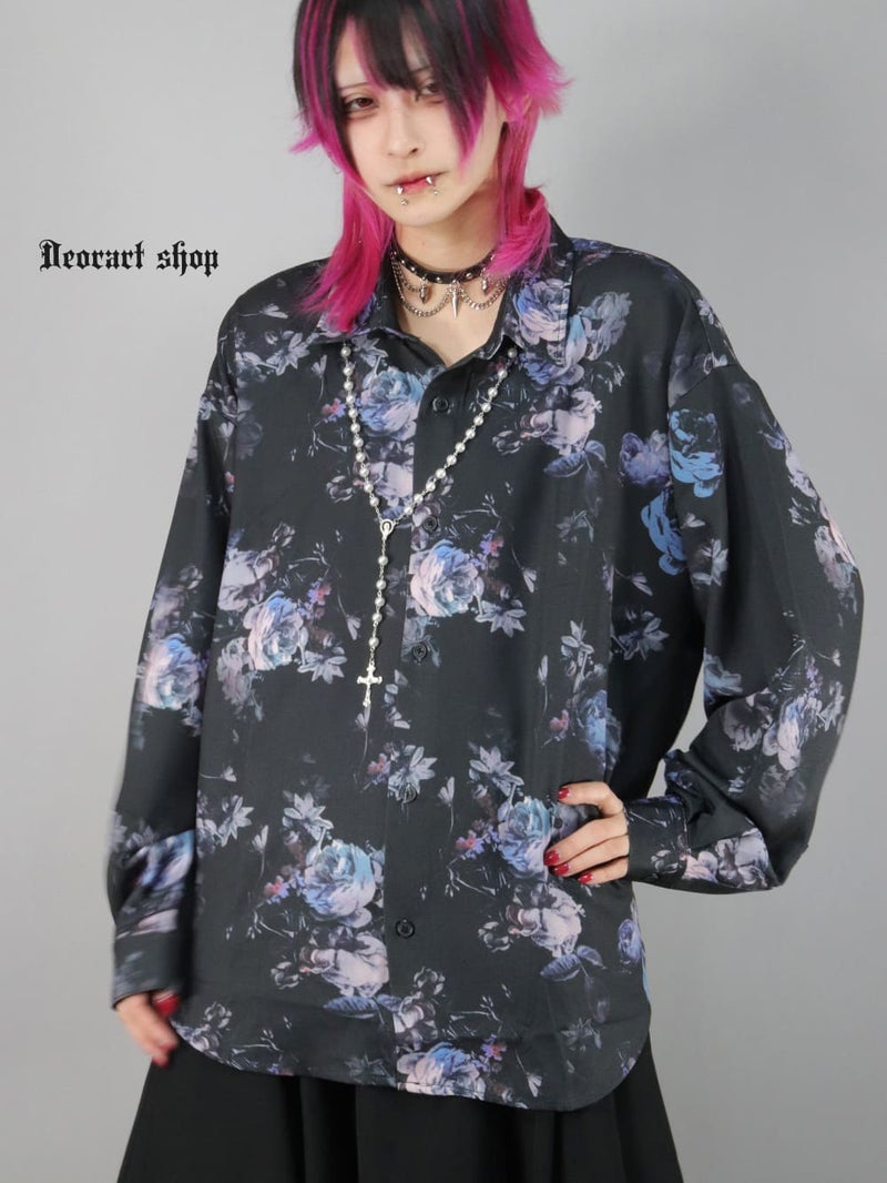 Deorart,ディオラート,総柄シャツ,V系シャツ,パーティ,ドレスアップ,ローズ柄,オーバーサイズ,薔薇,花柄,メンズ,レディス,おしゃれ,カッコイイ,地雷系,ホスト,ライブ衣装,通販