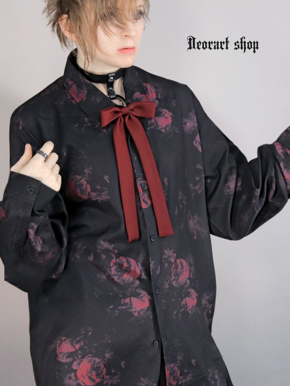 Deorart,ディオラート,総柄シャツ,V系シャツ,パーティ,ドレスアップ,ローズ柄,オーバーサイズ,薔薇,花柄,メンズ,レディス,おしゃれ,カッコイイ,地雷系,ホスト,ライブ衣装,通販