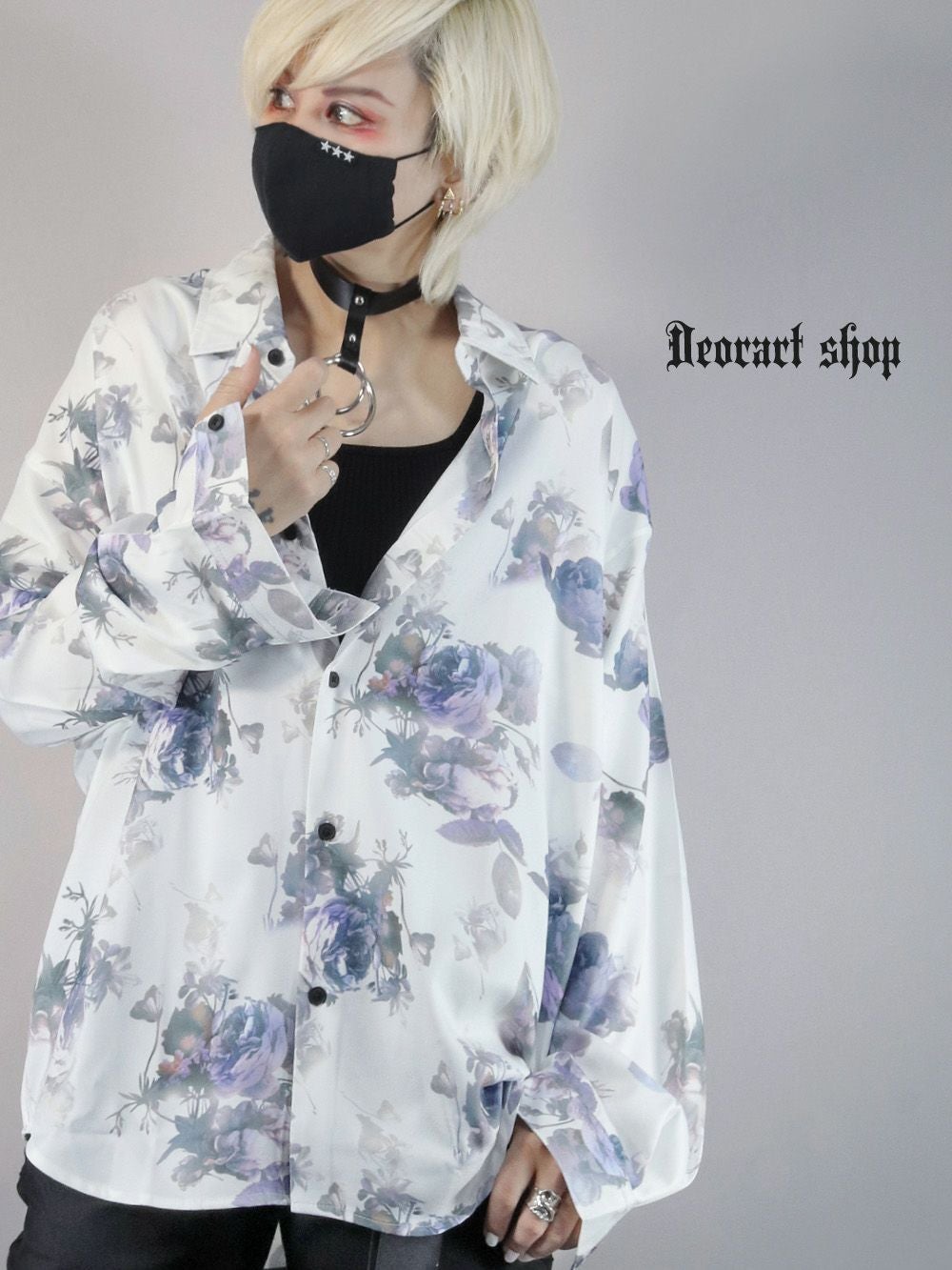 Deorart,ディオラート,総柄シャツ,V系シャツ,パーティ,ドレスアップ,ローズ柄,オーバーサイズ,薔薇,花柄,メンズ,レディス,おしゃれ,カッコイイ,地雷系,ホスト,ライブ衣装,通販