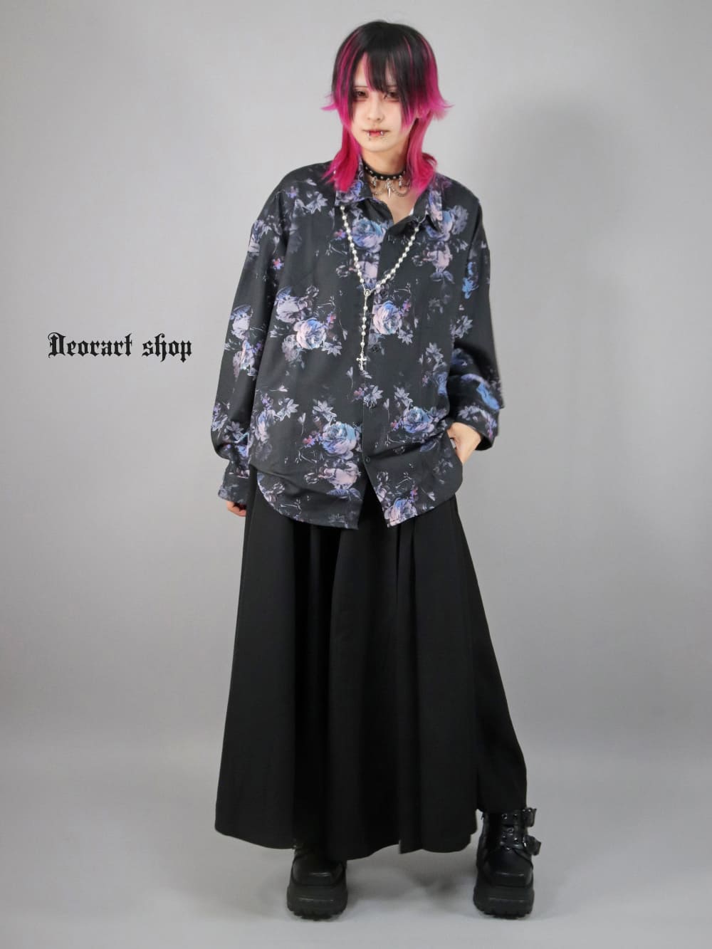 Deorart,ディオラート,総柄シャツ,V系シャツ,パーティ,ドレスアップ,ローズ柄,オーバーサイズ,薔薇,花柄,メンズ,レディス,おしゃれ,カッコイイ,地雷系,ホスト,ライブ衣装,通販