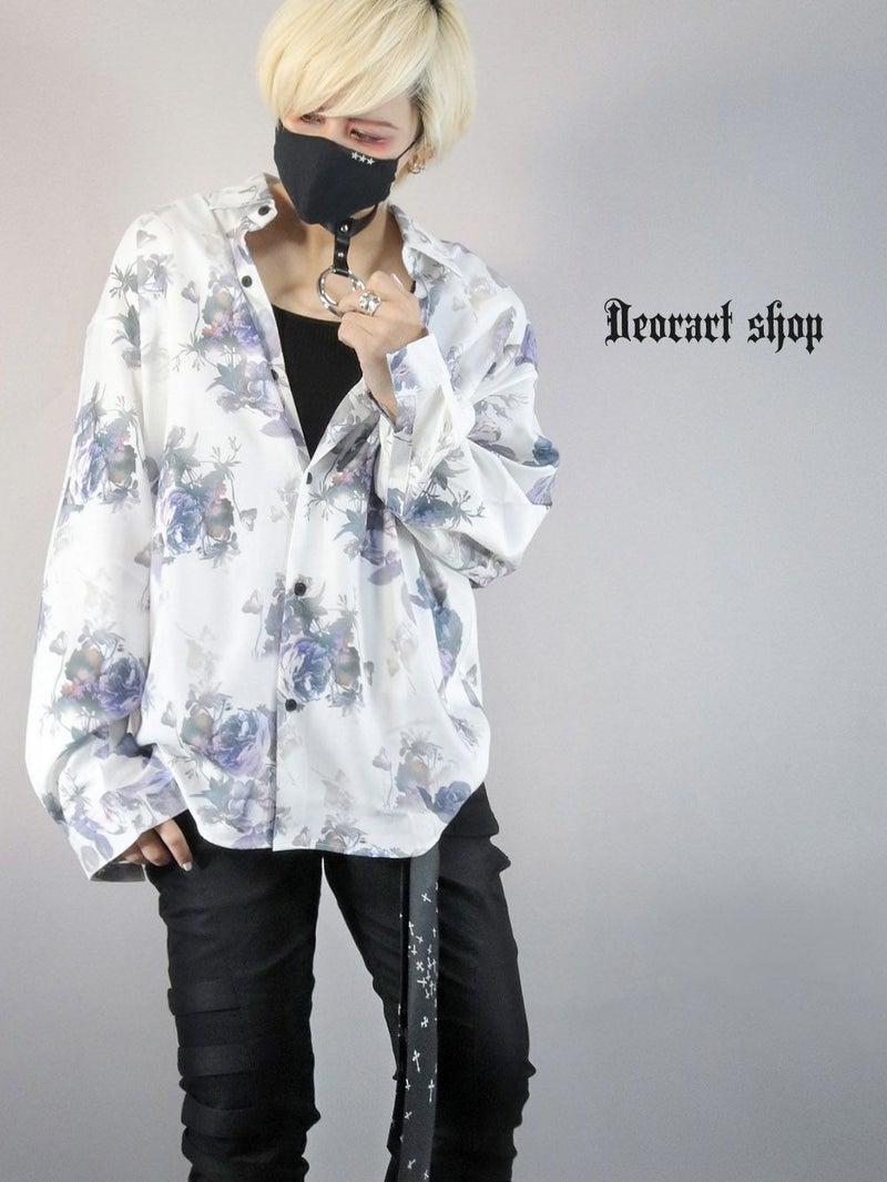 Deorart,ディオラート,総柄シャツ,V系シャツ,パーティ,ドレスアップ,ローズ柄,オーバーサイズ,薔薇,花柄,メンズ,レディス,おしゃれ,カッコイイ,地雷系,ホスト,ライブ衣装,通販