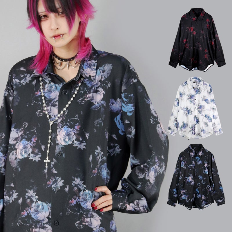 Deorart,ディオラート,総柄シャツ,V系シャツ,パーティ,ドレスアップ,ローズ柄,オーバーサイズ,薔薇,花柄,メンズ,レディス,おしゃれ,カッコイイ,地雷系,ホスト,ライブ衣装,通販