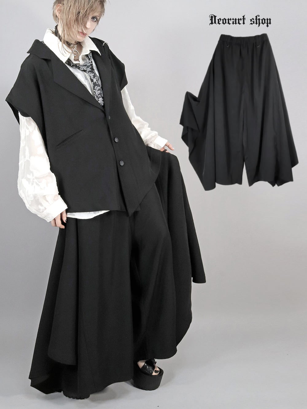 Deorart,ディオラート,V系,ヴィジュアル系,パンツ,セットアップ,メンズスカート,ゴシックスカート,ワイドパンツ,エプロンパンツ, モード系,ゴシック,地雷系,メンズ,男装,レディス,カッコイイ,衣装,ダンス,メンズ,レディス