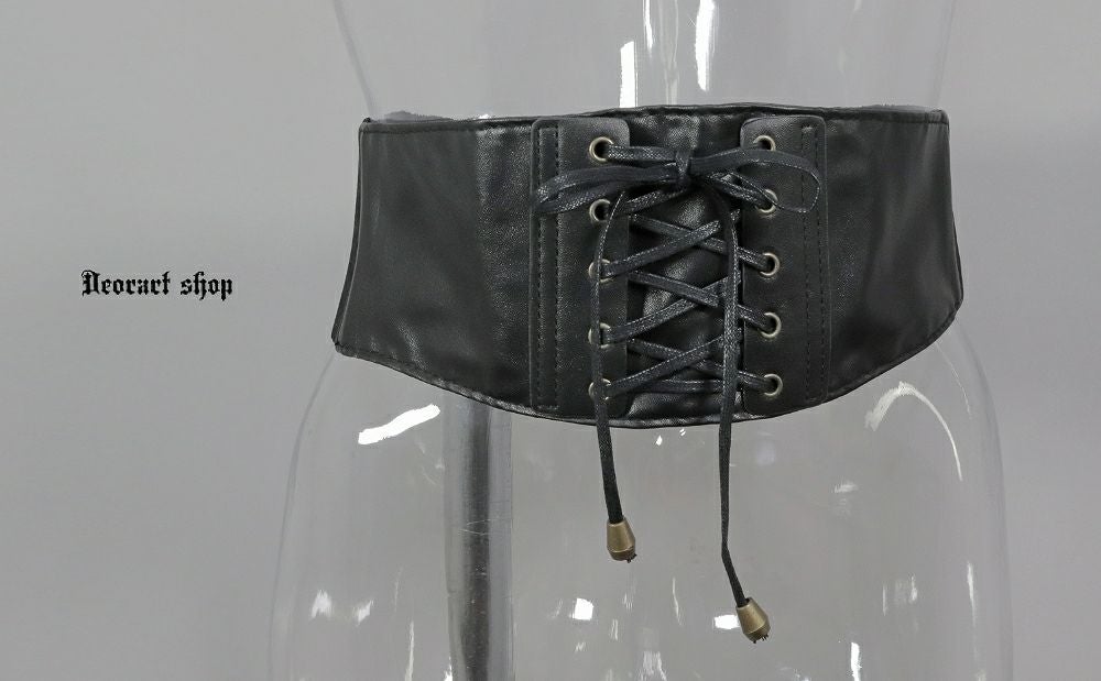 Deorart,ウエストマーク,ベルト,コルセット風ベルト,かっこいい,太ベルト,ユニセックス,レディース,メンズ,和装コーデ,編み上げ,レースアップ,
