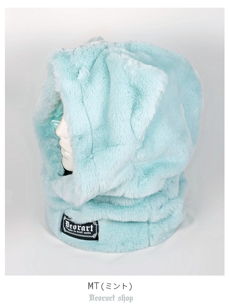Deorart,フードマフラー,ネコミミ,ネコ耳,猫耳,フード,フードウォーマー,ハロウィン,テーマパーク,可愛い,おしゃれ,メンズ,レディス,ファーマフラー