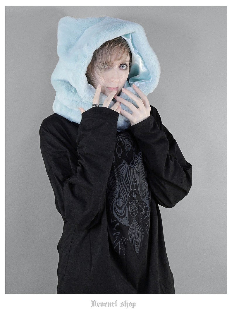 Deorart,フードマフラー,ネコミミ,ネコ耳,猫耳,フード,フードウォーマー,ハロウィン,テーマパーク,可愛い,おしゃれ,メンズ,レディス,ファーマフラー