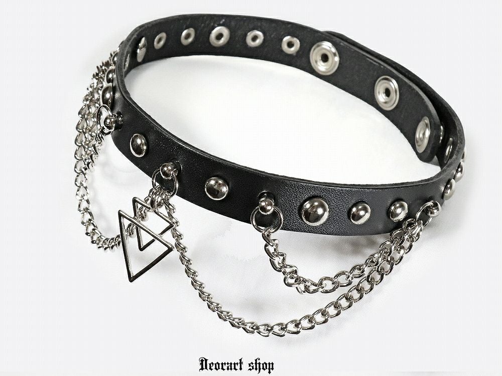 BY2135 トライアングル・チェーン チョーカー 首輪/ゴシック/パンク