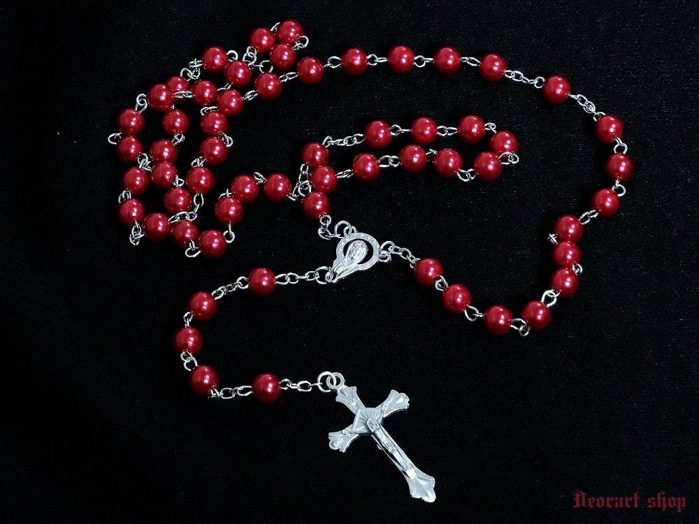 BY1114 ロザリオ・ロングネックレス[WINE] | Deorart shop