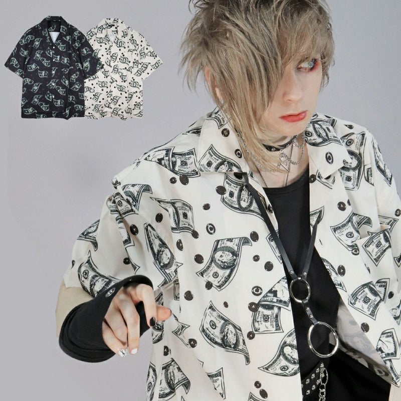 Deorart,ディオラート,モード,ゴスパン,パンクロック,総柄シャツ,ビッグサイズ,ワンピース,カッコイイ,ライブ,ハイブランド,ファッション,衣装,メンズ,レディス,通販,古着風,ドル柄,五分袖シャツ