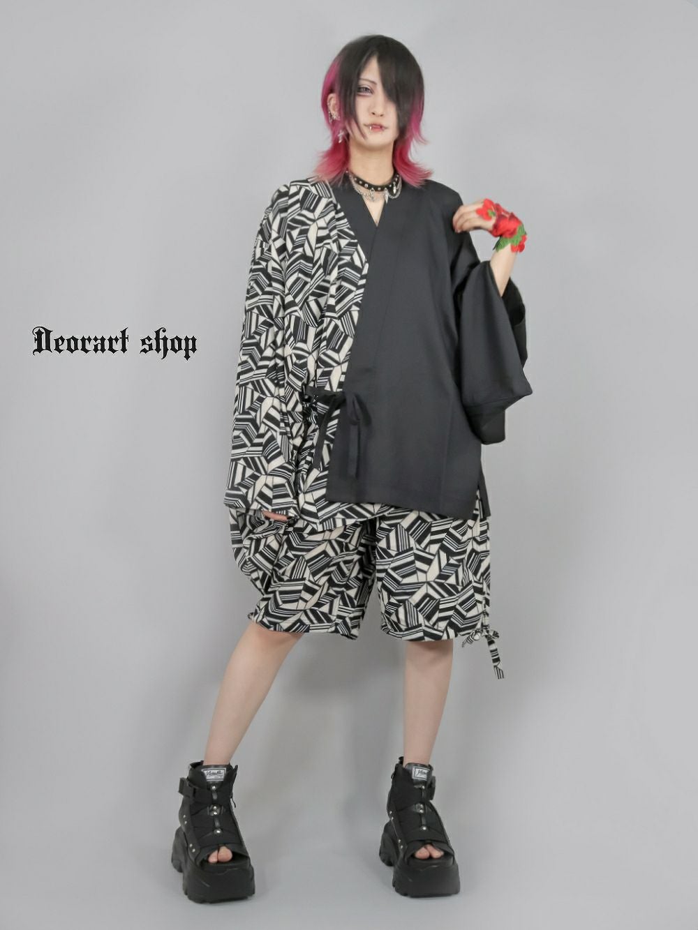 DRT2783 【2P set】オリジナル・甚平SET 【ジオメトリック柄