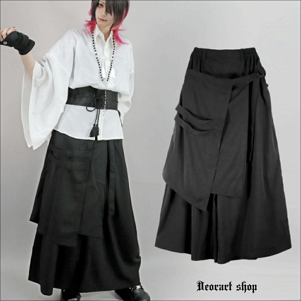 DRT2787 フラップ付 レイヤード・袴ワイドパンツ | Deorart shop
