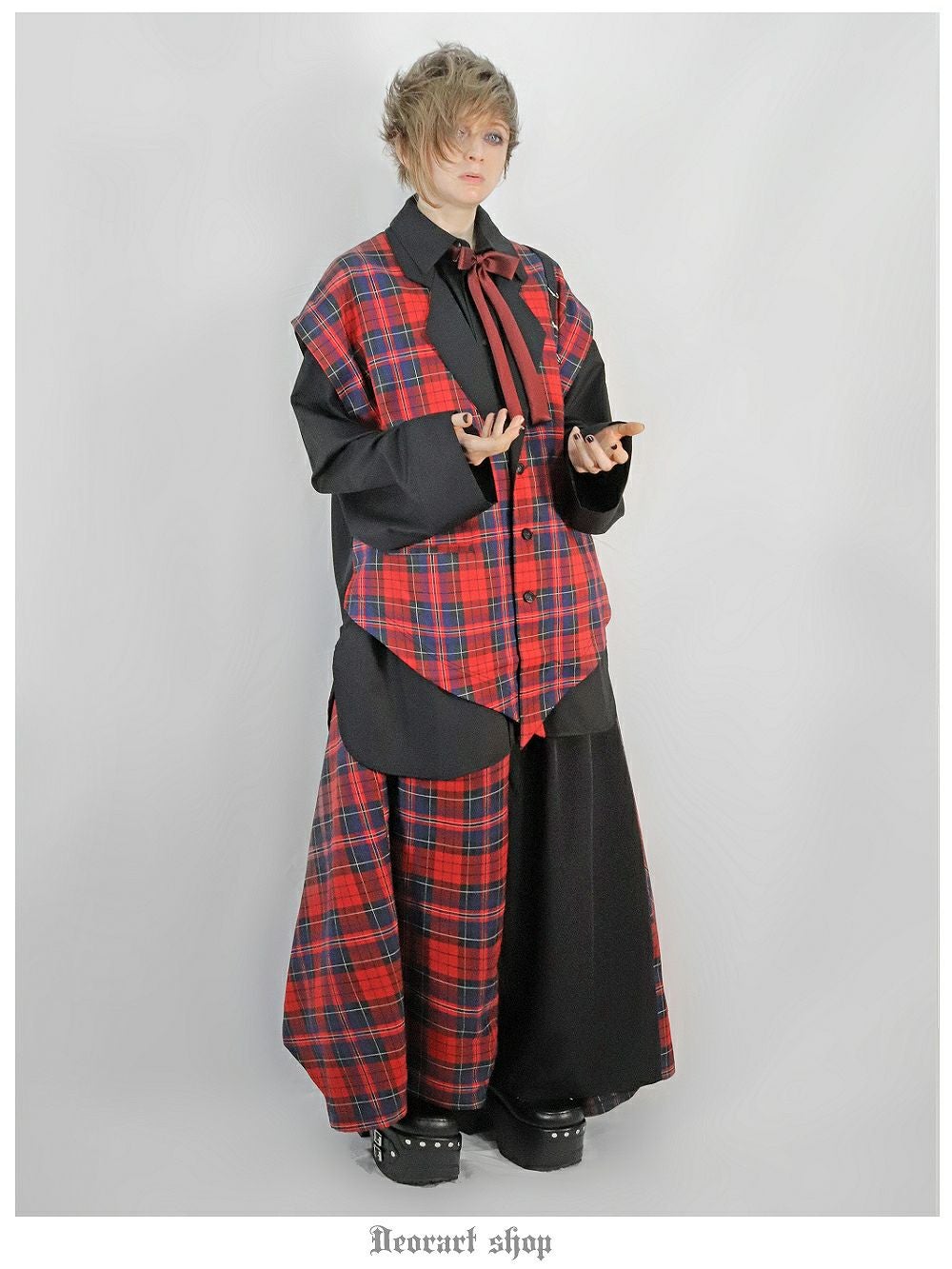 Deorart,ディオラート,モード,ゴシック,チェック柄,ベスト,ジレ,セットアップ,パンクロック,地雷系,トラッド,メンズスカート,V系,ヴィジュアル系,大人,ライブ,ファッション,衣装,メンズ,レディス,通販