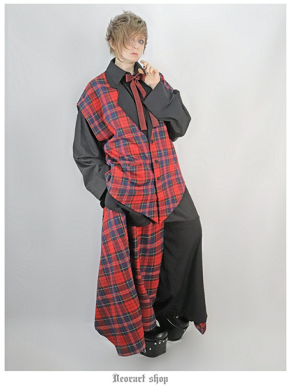 Deorart,ディオラート,モード,ゴシック,チェック柄,ベスト,ジレ,セットアップ,パンクロック,地雷系,トラッド,メンズスカート,V系,ヴィジュアル系,大人,ライブ,ファッション,衣装,メンズ,レディス,通販