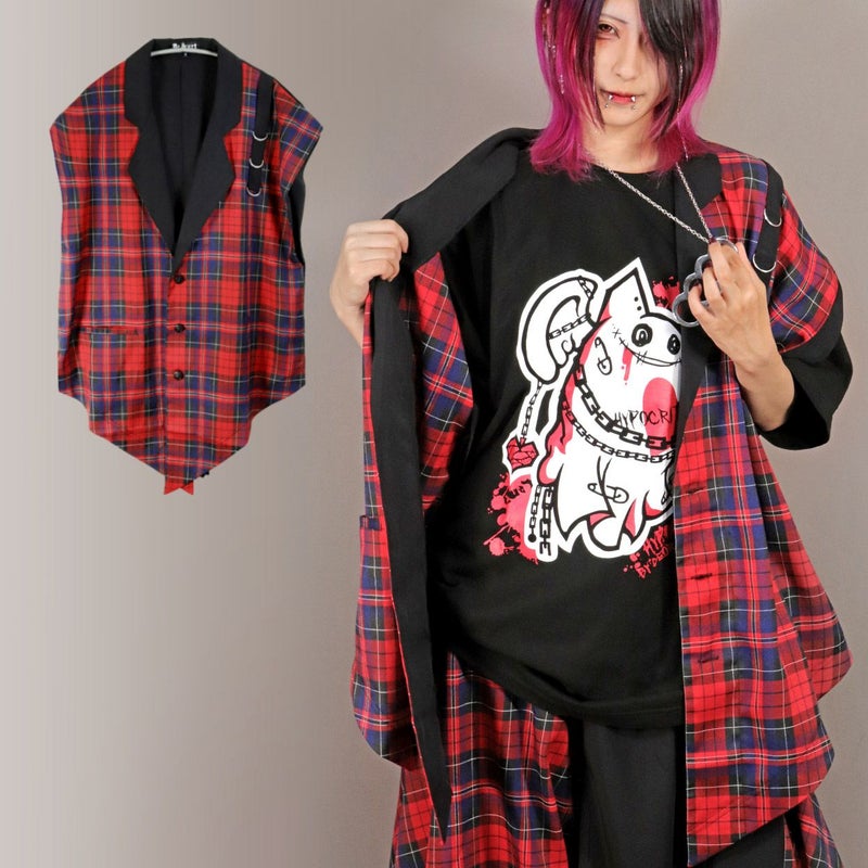 Deorart,ディオラート,モード,ゴシック,チェック柄,ベスト,ジレ,セットアップ,パンクロック,地雷系,トラッド,メンズスカート,V系,ヴィジュアル系,大人,ライブ,ファッション,衣装,メンズ,レディス,通販