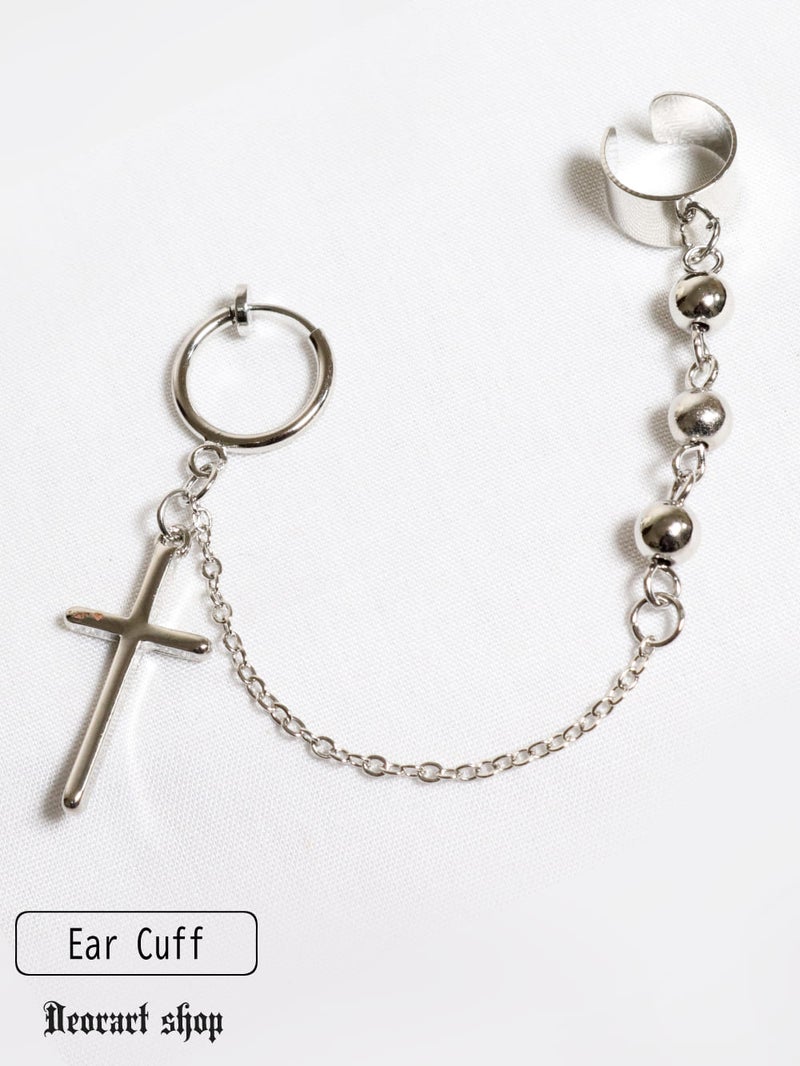 Deorart,かっこいい,パンク,ロック,バンド,ユニセックス,ファッション,ダーク,パンクロック,ｖ系,ゴシック,イヤーカフ,チェーンカフ,十字架,クロス,イヤリング