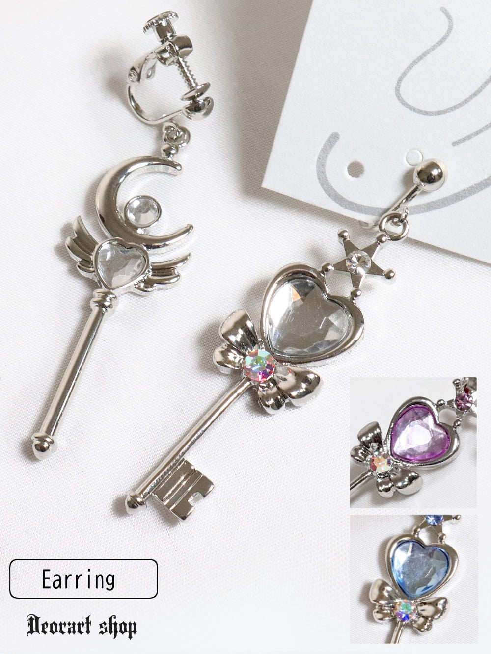 Deorart,かっこいい,パンク,ロック,バンド,ユニセックス,ファッション,ダーク,パンクロック,ｖ系,ゴシック,イヤリング,月モチーフ,ハートデザイン,ステッキ,ロッド,魔法,魔法少女,サブジラ,かわいい,アクセサリー