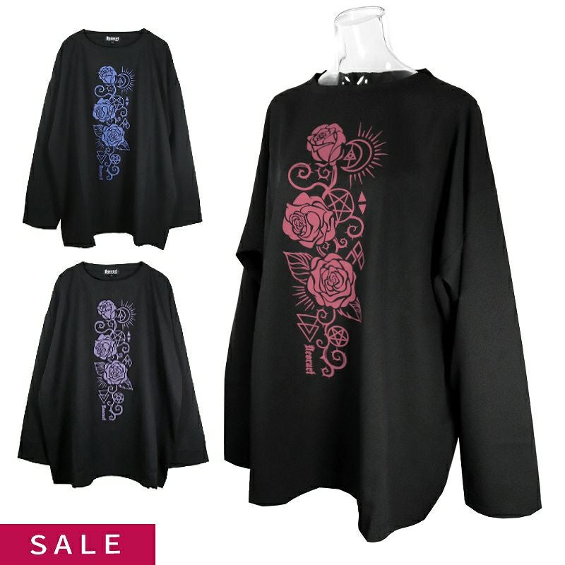 Deorart,ディオラート,Tシャツ,薔薇,ローズ,地雷系,サブカル系,オカルト,オーバーサイズ,V系,ホスト,衣装,長袖,ファッション