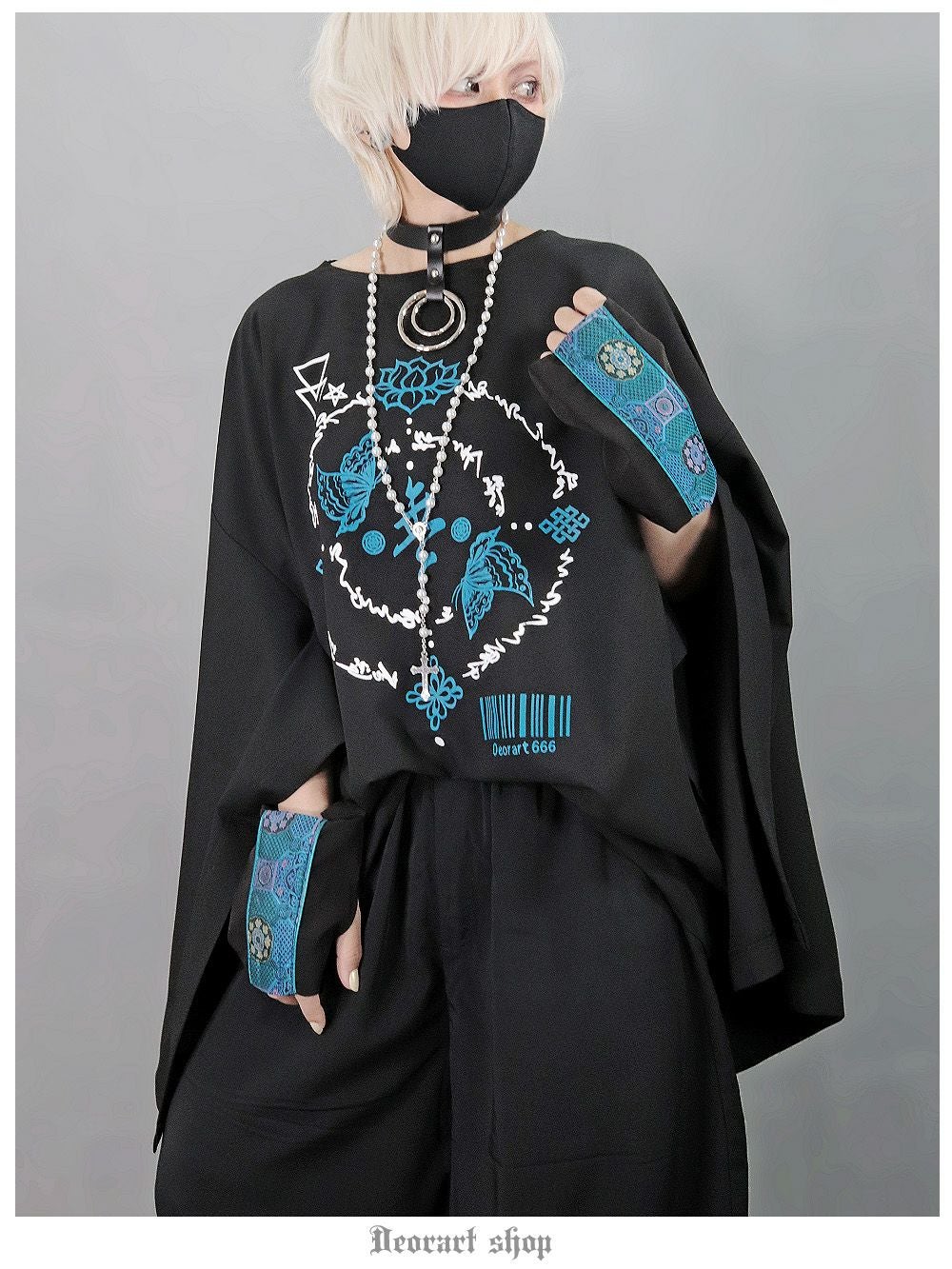 DRT2798 【GOTH CHINA】オーバーサイズ・着物袖 長袖カットソー中華風