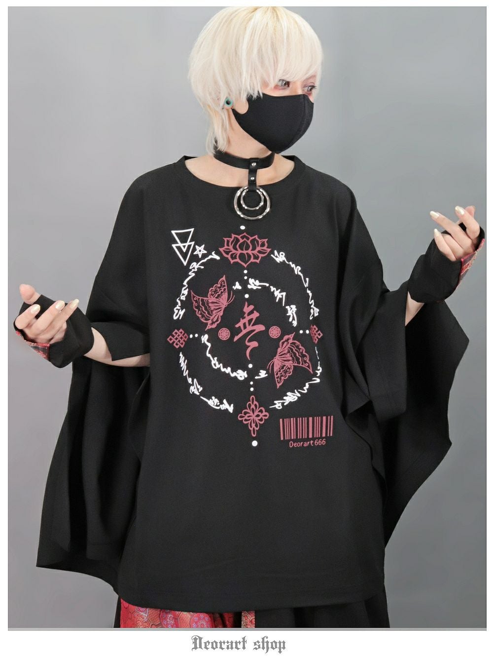 DRT2798 【GOTH CHINA】オーバーサイズ・着物袖 長袖カットソー中華風