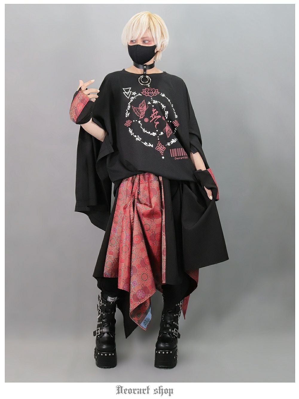 DRT2798 【GOTH CHINA】オーバーサイズ・着物袖 長袖カットソー中華風