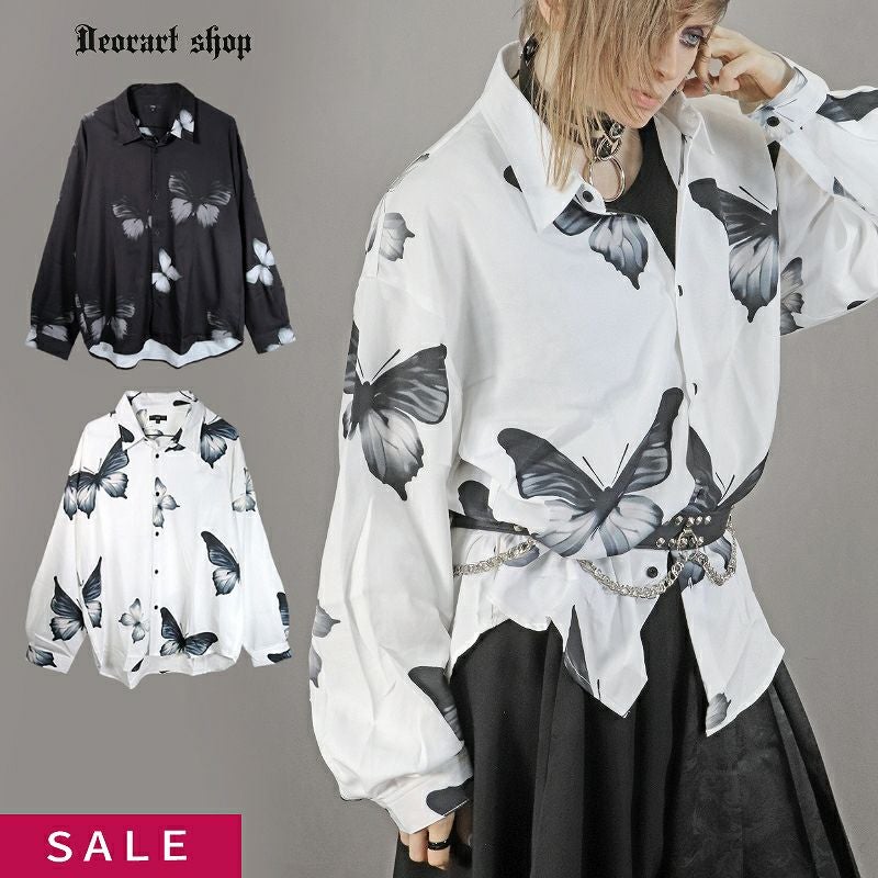 Deorart,ディオラート,V系シャツ,柄シャツ,バタフライ柄,蝶々,ゴシック,バンド,ホスト,男装,衣装,オーバーサイズ
