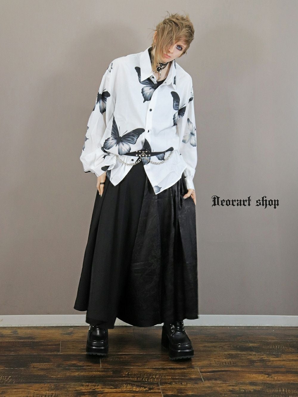 Deorart,ディオラート,V系シャツ,柄シャツ,バタフライ柄,蝶々,ゴシック,バンド,ホスト,男装,衣装,オーバーサイズ